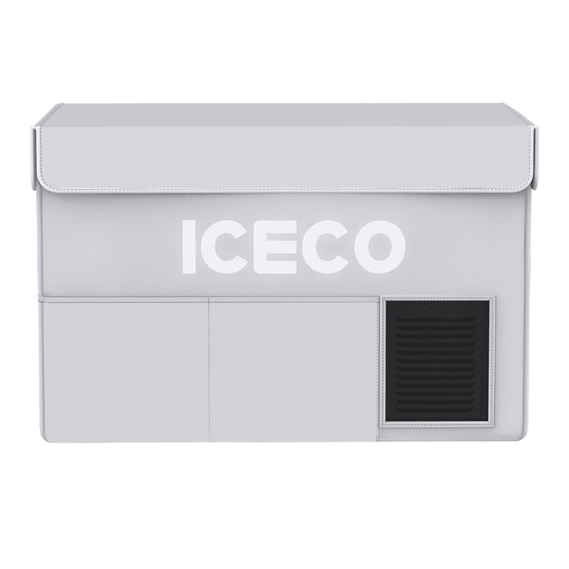 ICECO upgraded insulated protective cover on a VL60ProS portable fridge, gray