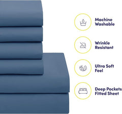 RV Short Queen Comforter Set 6-Piece Denim