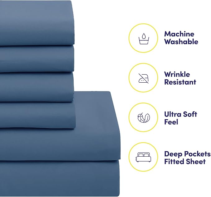RV Short Queen Comforter Set 6-Piece Denim