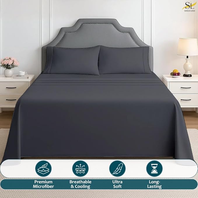RV 3/4 Full Bunk Sheet Set 48x75 4-Piece Dark Grey