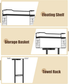 31" Wall Mounted Towel Rack with Wood Shelf
