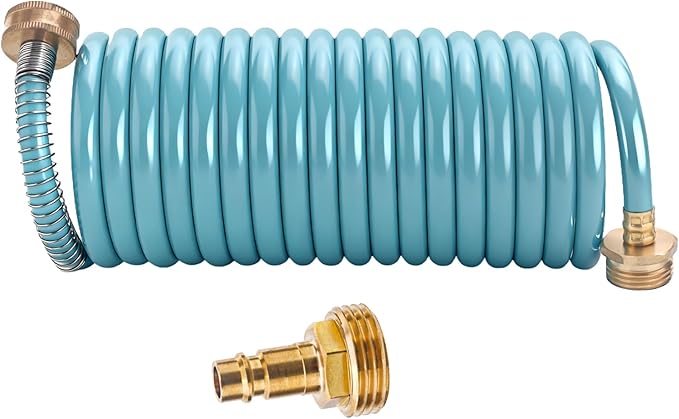 RV External Shower 15ft Coil Hose 1/2" QC Adapter – RV Parts Giant