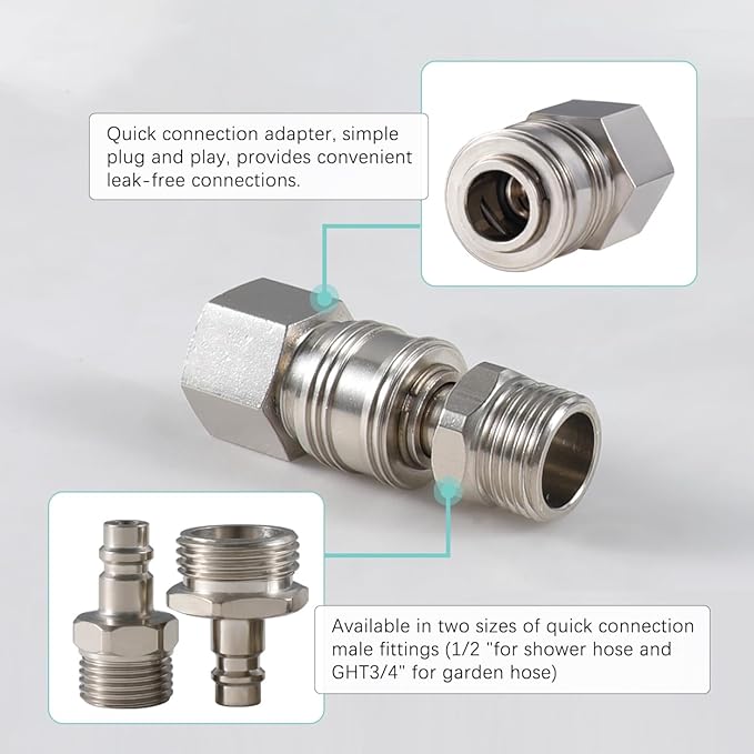 All Metal RV Exterior Quick Connect Faucet,4"RV Shower Faucet Replacement,RV Outside Shower Valve Kit,Camper Shower Faucet Valve with Quick Connect