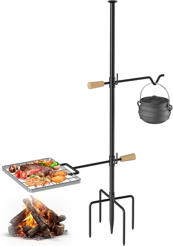 Campfire Grill Grate with Swivel Handle Heavy Duty Steel