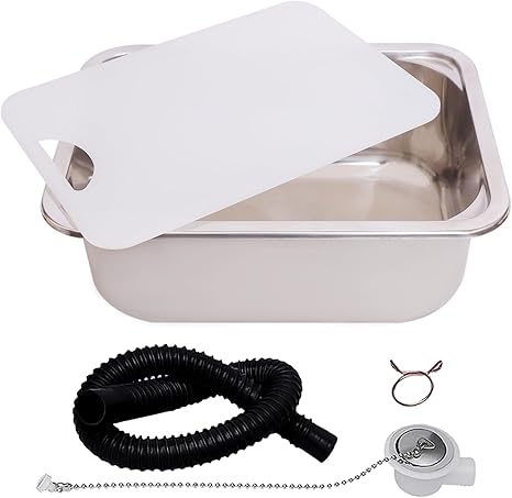 Stainless undermount RV sink with cutting board - view 2