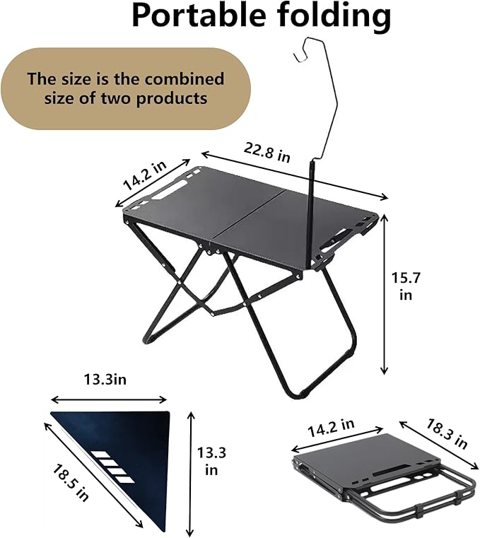 Folding Carbon Steel Outdoor Camping Table Portable