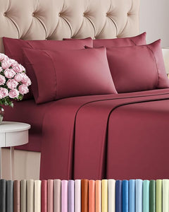 King 6-Piece Sheet Set Soft Breathable Burgundy