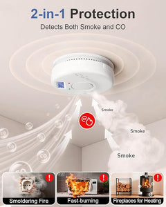 Smoke & CO Combo Detector Battery LCD Display 4-Pack
