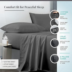RV Short Queen Sheet Set 4-Piece 600TC 60x75 Dark Grey