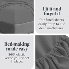 RV Short Queen Sheet Set 4-Piece 600TC 60x75 Dark Grey
