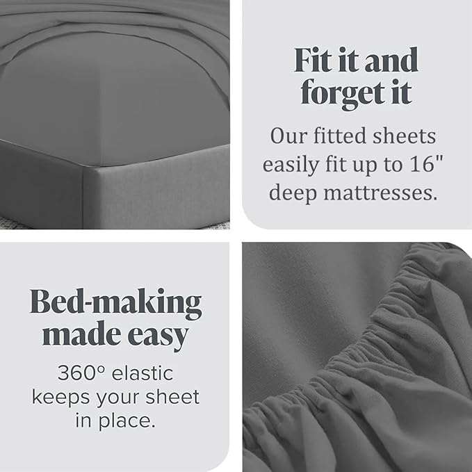 RV Short Queen Sheet Set 4-Piece 600TC 60x75 Dark Grey