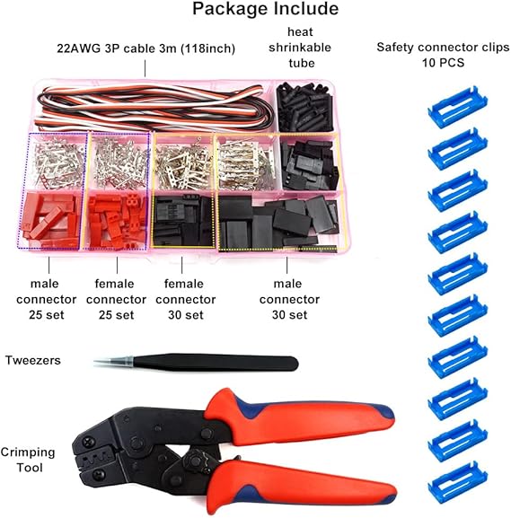 Servo Plug Connector Kit 55 Sets with Crimping Tool