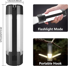 Solar/USB LED Camping Lantern 7 Modes 3600mAh Foldable Black
