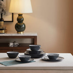 Bohemia Gray Melamine Dinnerware Set 24-Piece for 8