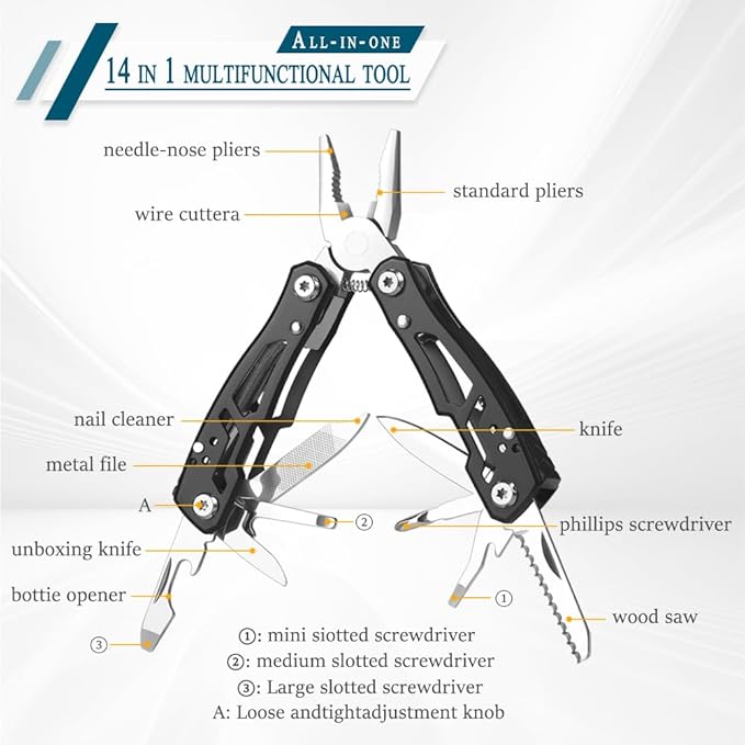Mini 14-in-1 Multitool Pliers Pocket Knife