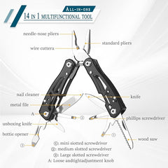 Mini 14-in-1 Multitool Pliers Pocket Knife