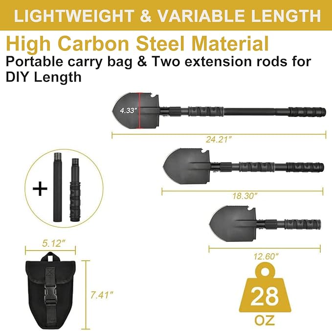 Folding Survival Camping Shovel 24" with Pickaxe – RV Parts Giant
