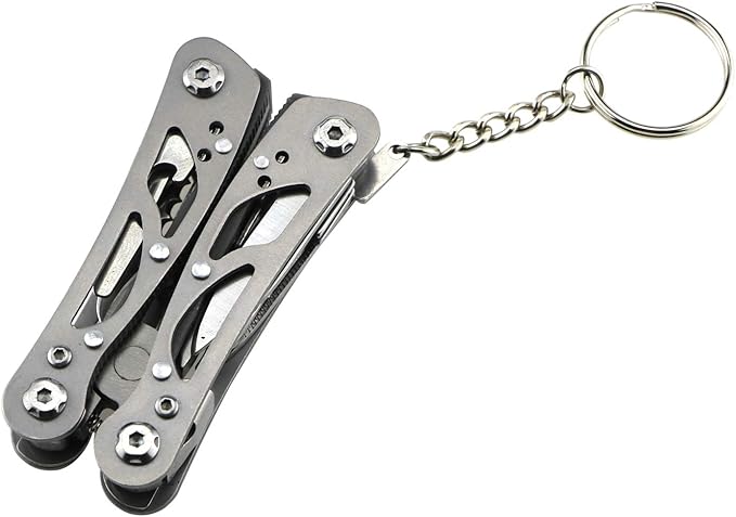 Mini Multitool Outdoor Small Pliers,Pocket Multitool Mini Pliers With Knife,Smart Plier,Bottle Opener,Double-sided polishing multools,15 In 1 Stainless Steel Accessible Tools(Grey)
