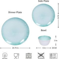 Melamine Dinnerware Set 12-Piece Plates Salad Plates & Bowls