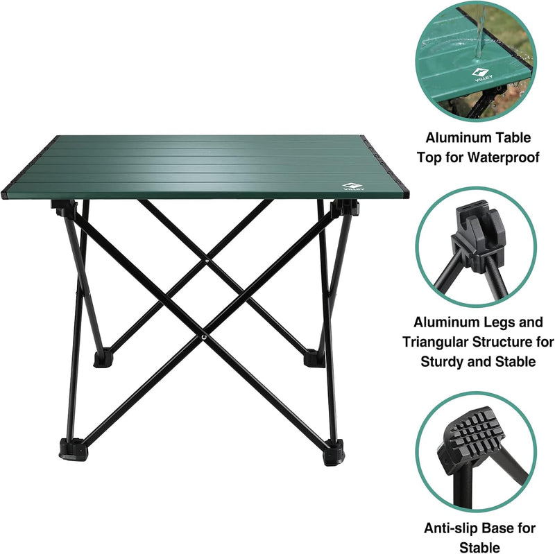 Folding aluminum camp side table
