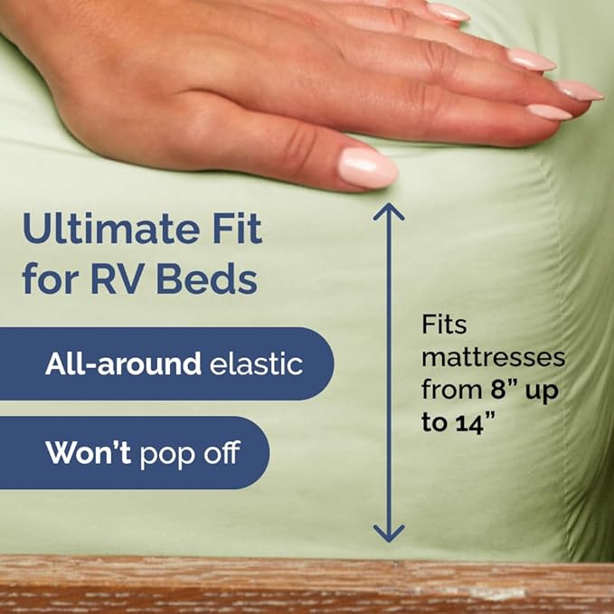 RV Short Queen Sheet Set 4-Piece 60x75 Light Sage Green