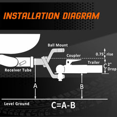 Trailer hitch ball mount 2 inch drop