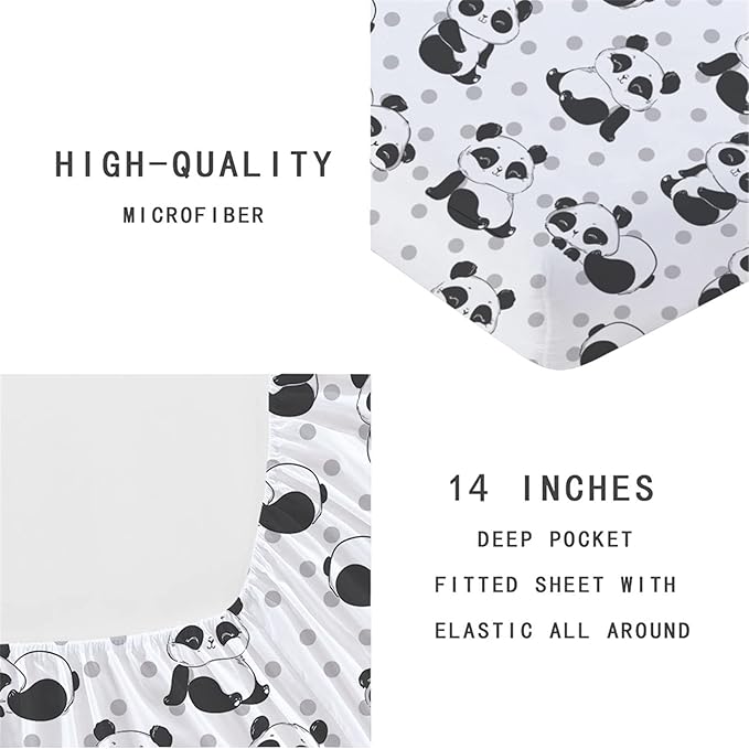 Panda Fitted Sheet & Pillowcase Twin 2-Piece Kids