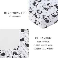 Panda Fitted Sheet & Pillowcase Twin 2-Piece Kids
