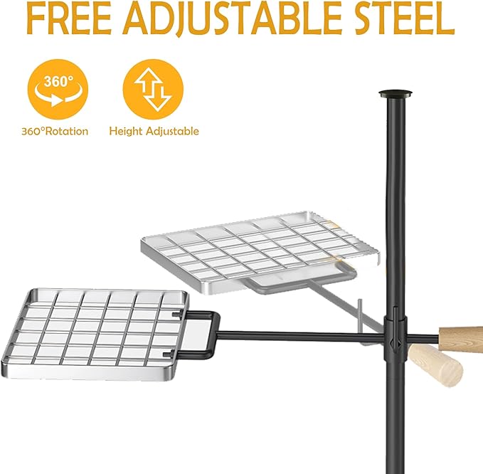 Campfire Grill Grate with Swivel Handle Heavy Duty Steel