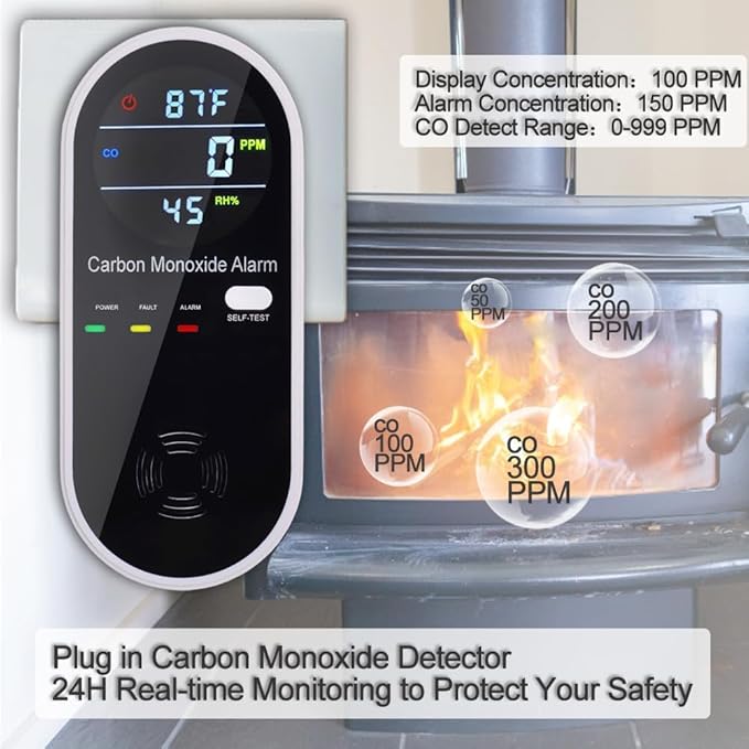 3-in-1 Portable CO Detector with Temp & Humidity