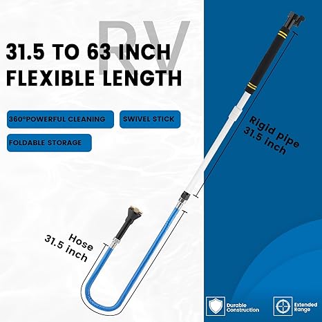 RV Black Tank Cleaner Wand 62" Swivel Rinser