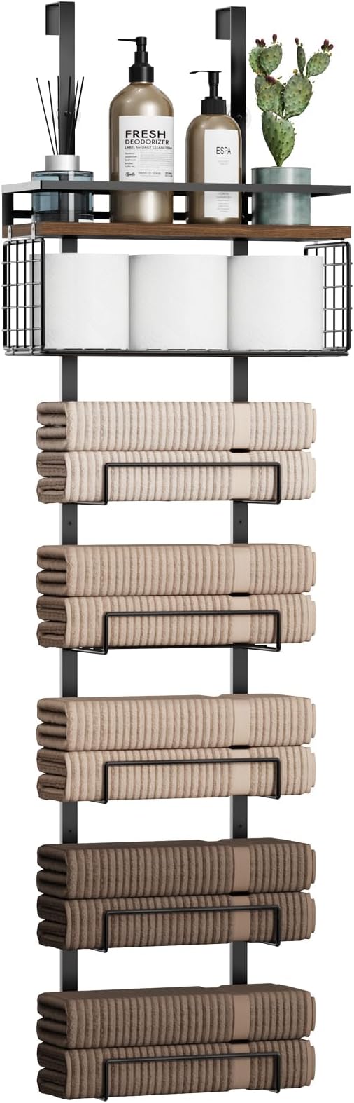 7-Tier Over-Door Towel Rack with Metal Shelf Basket – RV Parts Giant