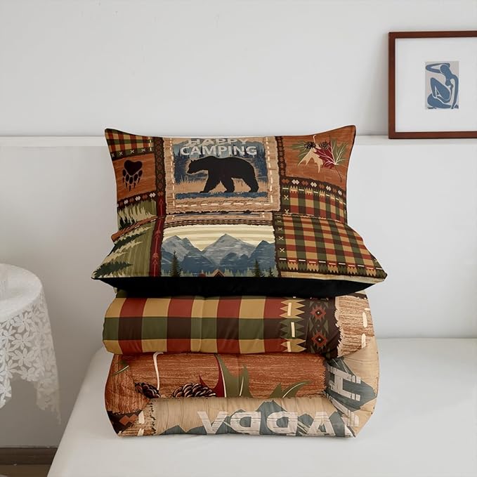 RV Camper Queen Comforter Set Hunting Duck Bear Woodland