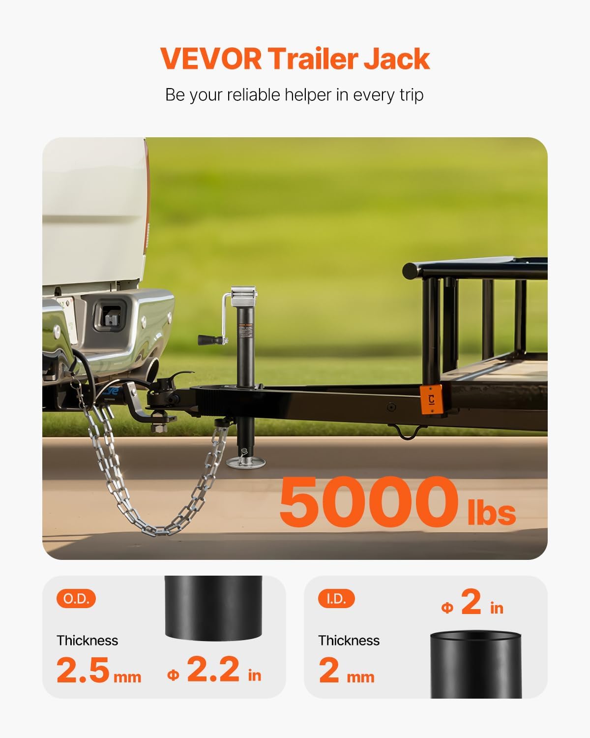 5000 lb A-frame trailer tongue jack