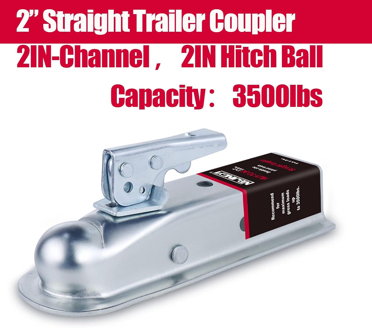 Straight-tongue trailer coupler 2 inch