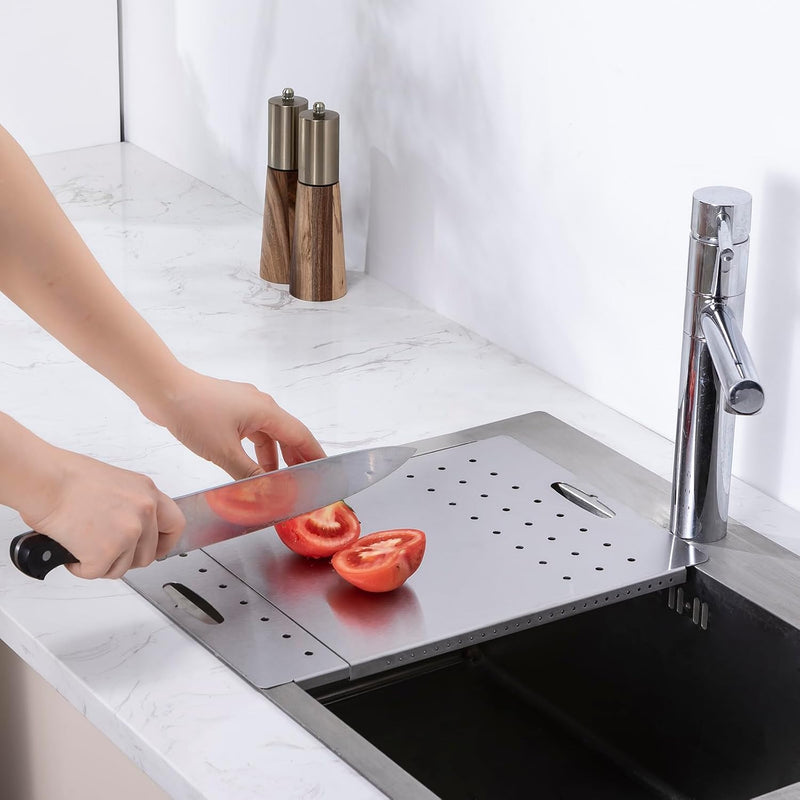 Stainless Steel Over-Sink Cutting Board 9.45x8.08" – product photo