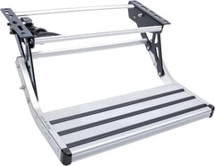 Electric retractable single RV step with LED light