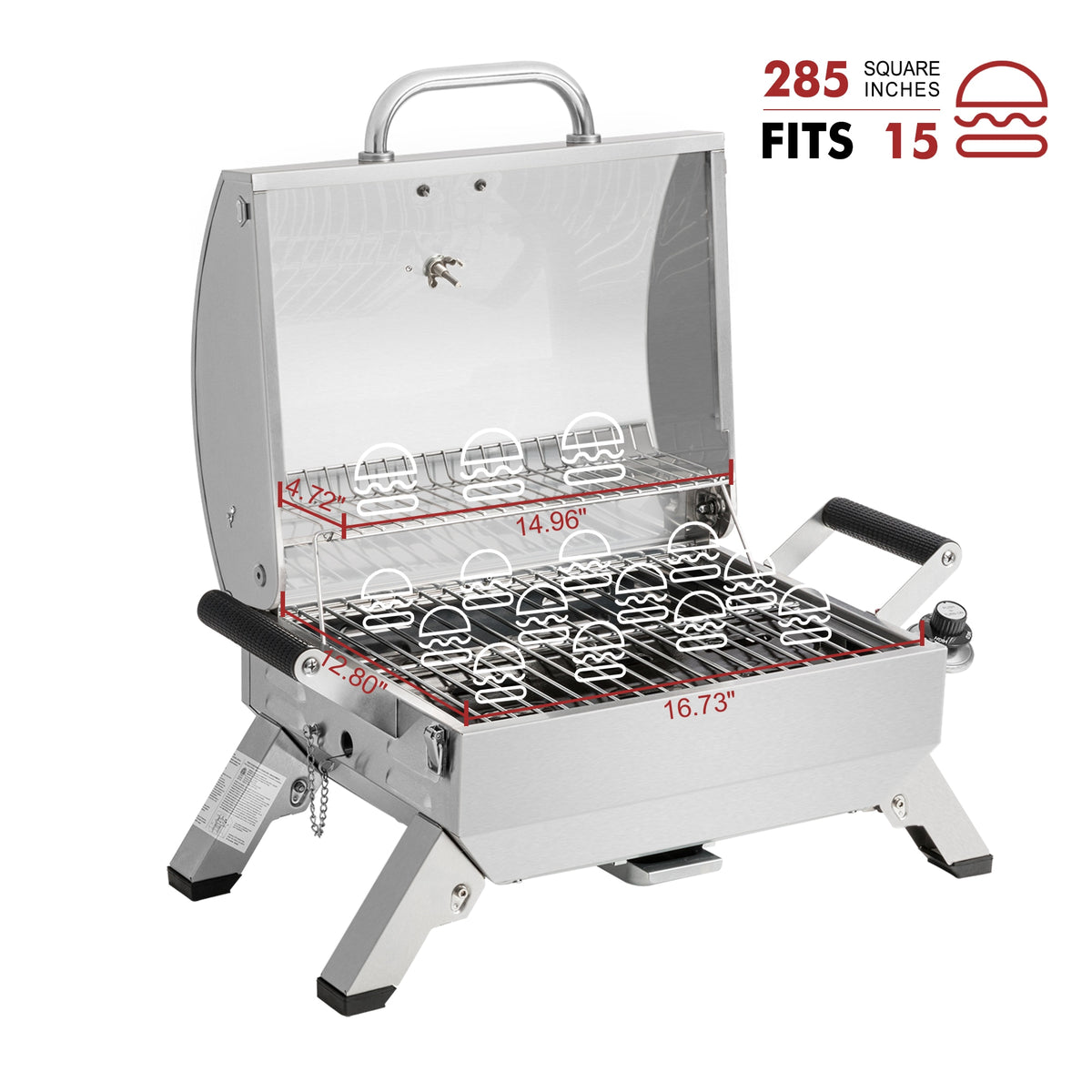 Stainless tabletop propane grill