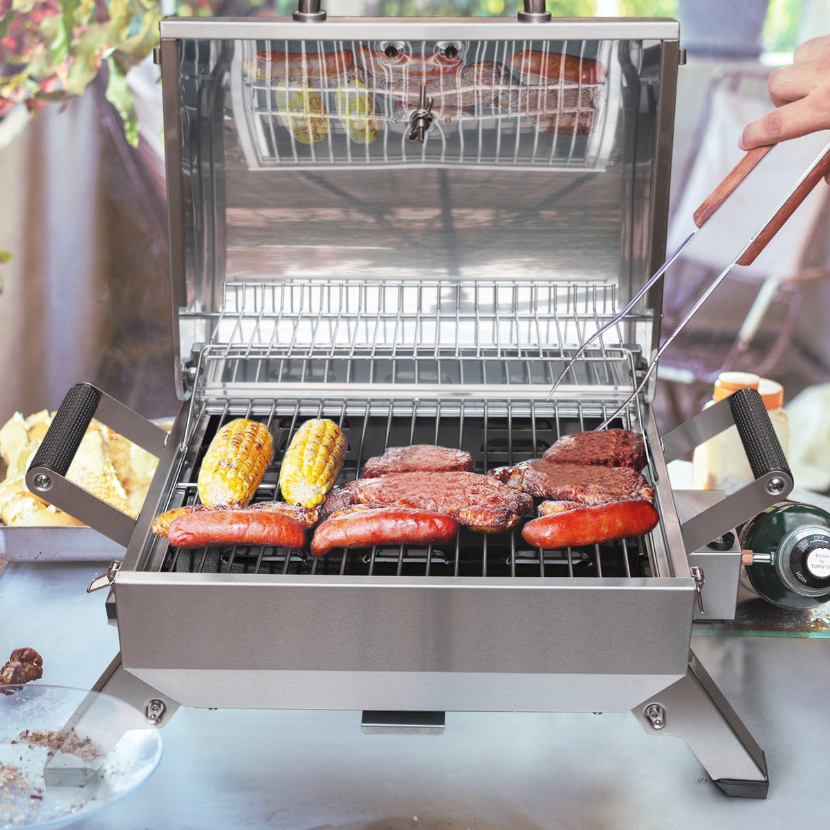 Stainless tabletop propane grill