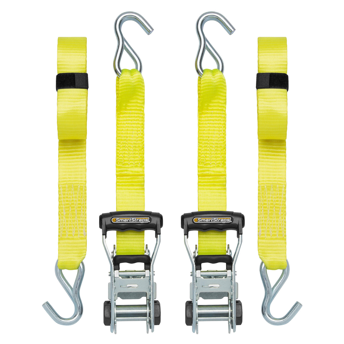 Ratchet straps with J-hooks