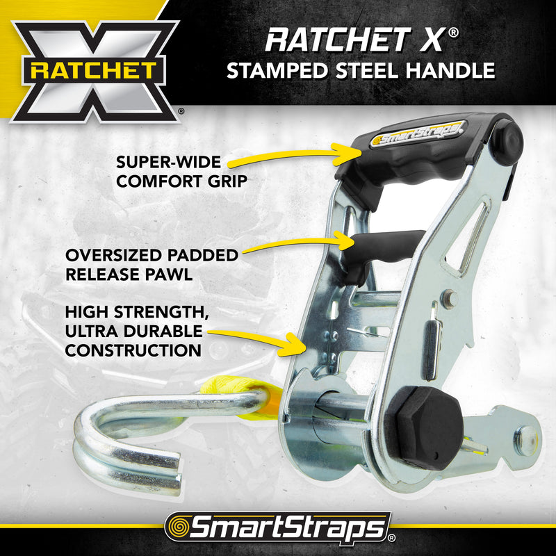 Ratchet straps with J-hooks