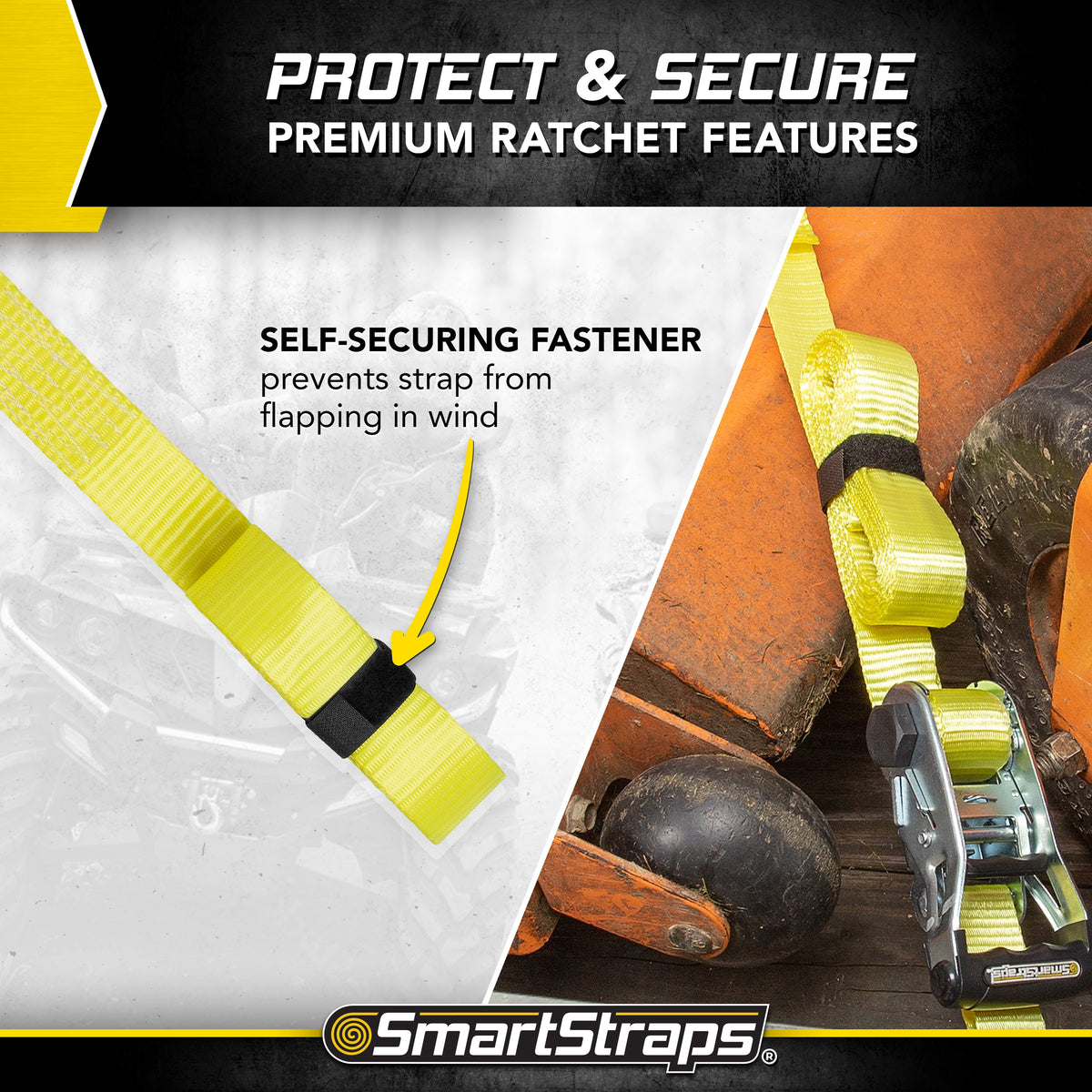 Ratchet straps with J-hooks