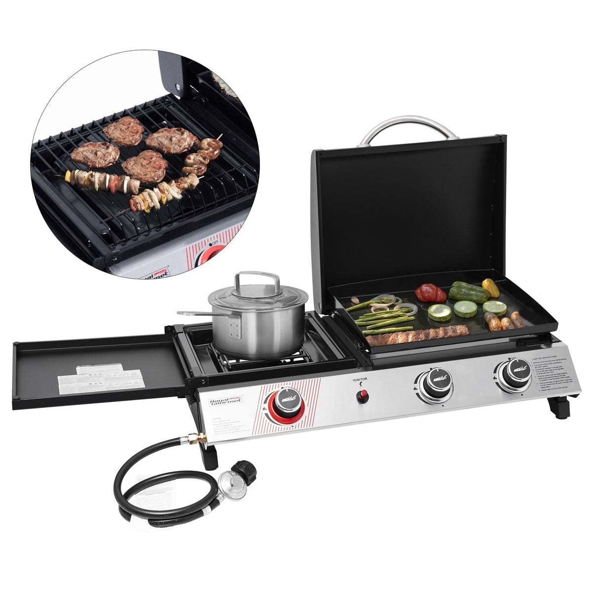 3-in-1 grill griddle combo