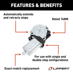 Kwikee Electric RV Step Replacement Motor Assembly with Screws, 14NM IMGL - view 2