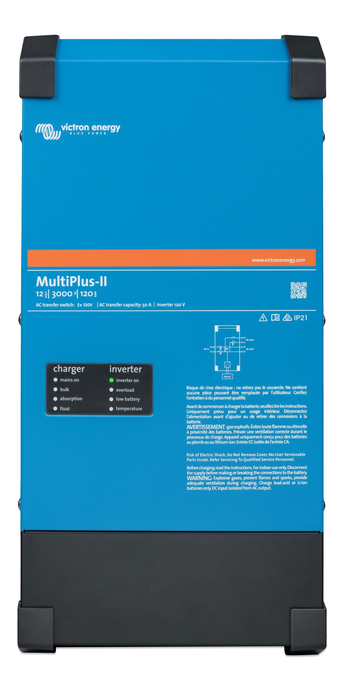 Victron MultiPlus-II Inverter/Charger – 12/3000/120-50 2x120V (non-UL)
