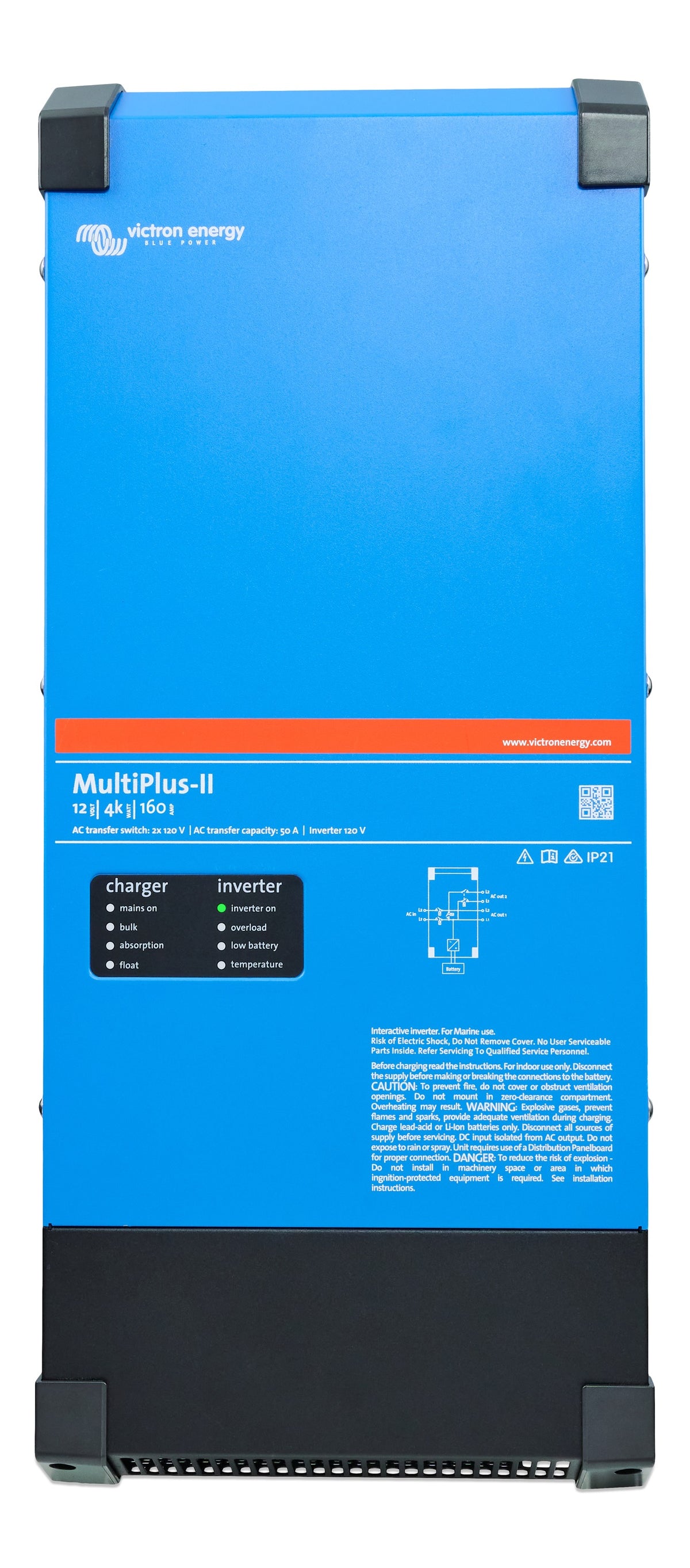 Victron MultiPlus-II Inverter/Charger – 12/4k/160-50 2x120V 50/60Hz
