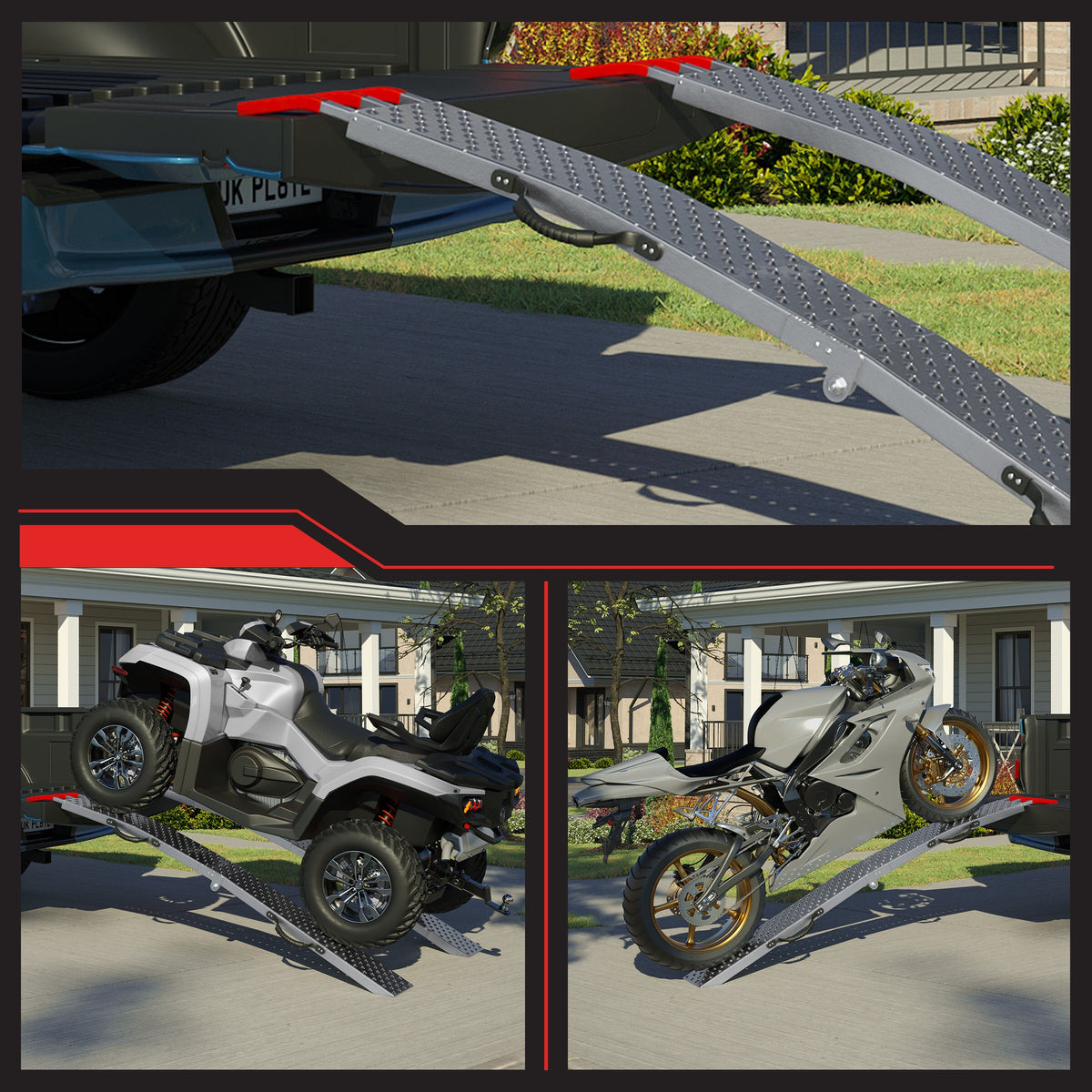 Arched folding loading ramps