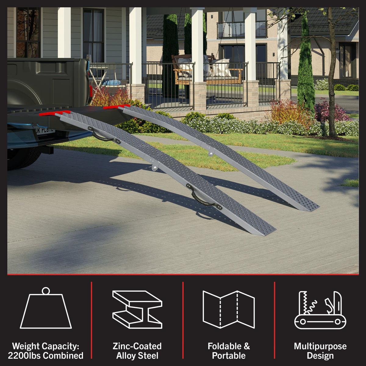 Arched folding loading ramps