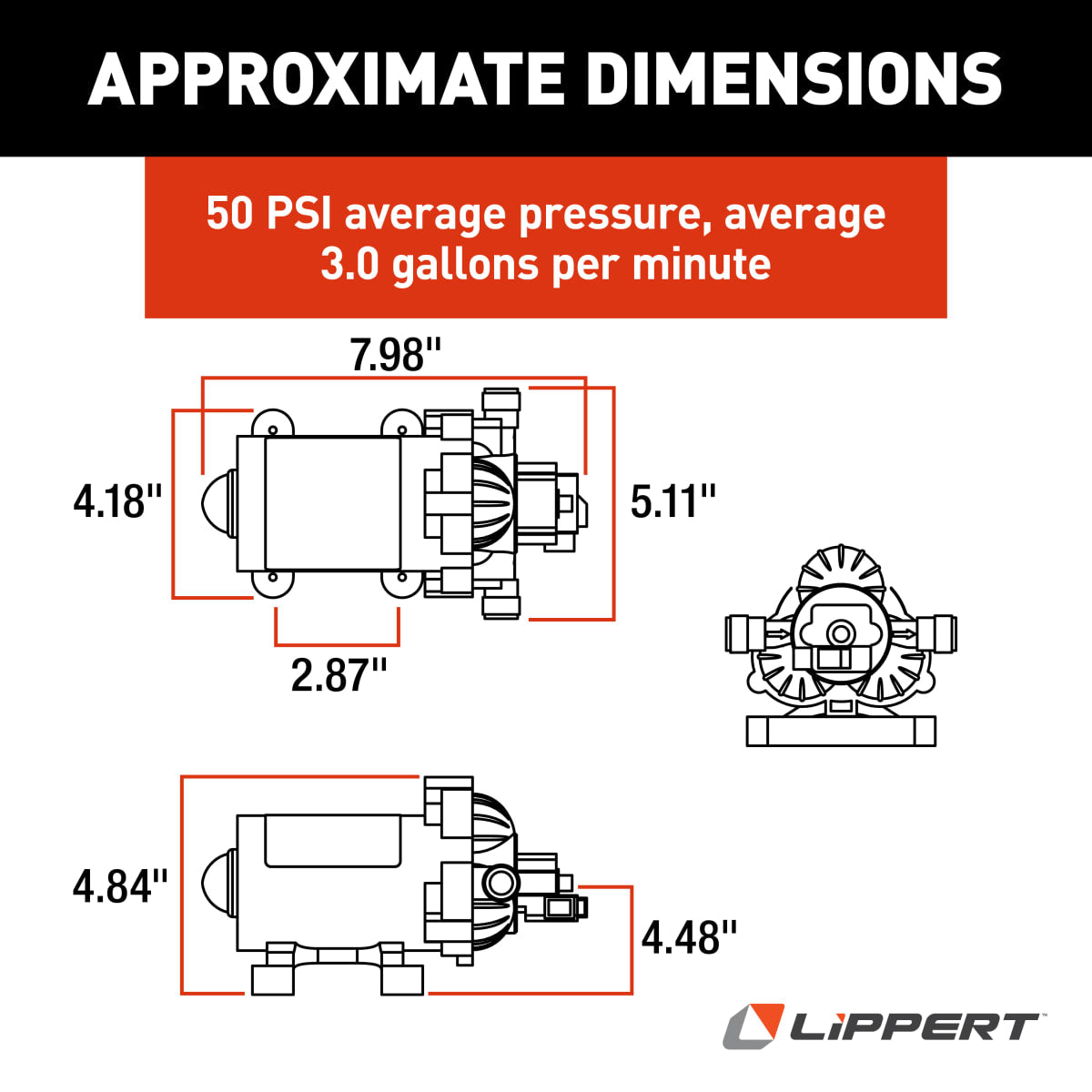 Lippert Flow Max RV Fresh Water Pump, 12V, 3.3 GPM - view 3
