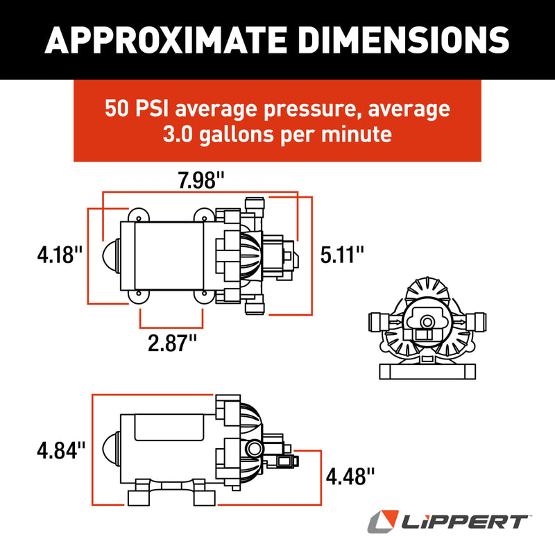 Lippert Flow Max RV Fresh Water Pump, 12V, 3.3 GPM - view 3